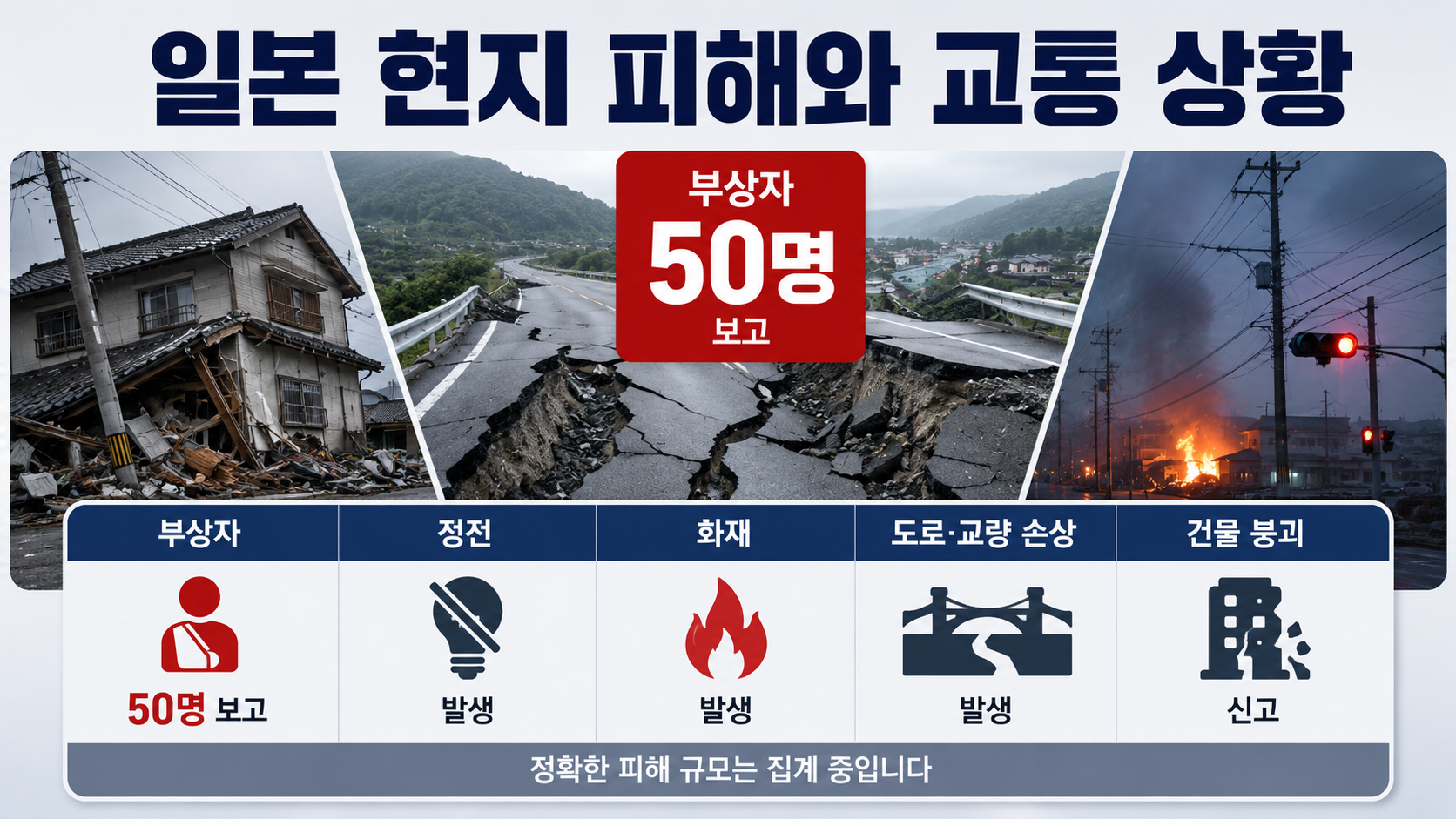 2026 구마모토 지진 규모 7.1, 한국 영향과 쓰나미 해제 시각 - 일본 현지 피해와 교통 상황 핵심 내용을 정리한 정보형 이미지