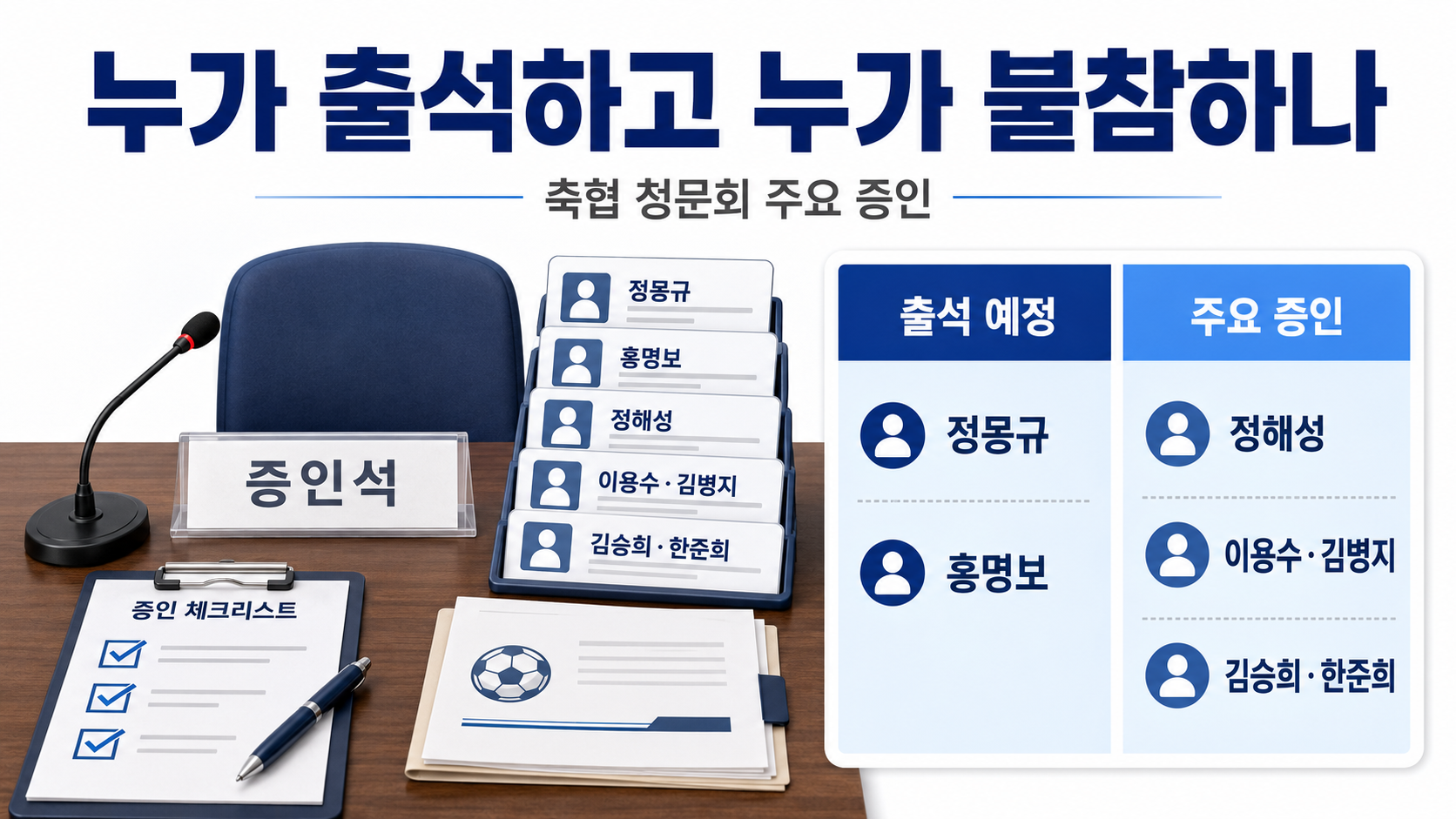 축협 청문회 오늘 오전 10시, 생중계 보는 곳·출석자·핵심 쟁점 - 누가 출석하고 누가 불참하나 핵심 내용을 정리한 정보형 이미지