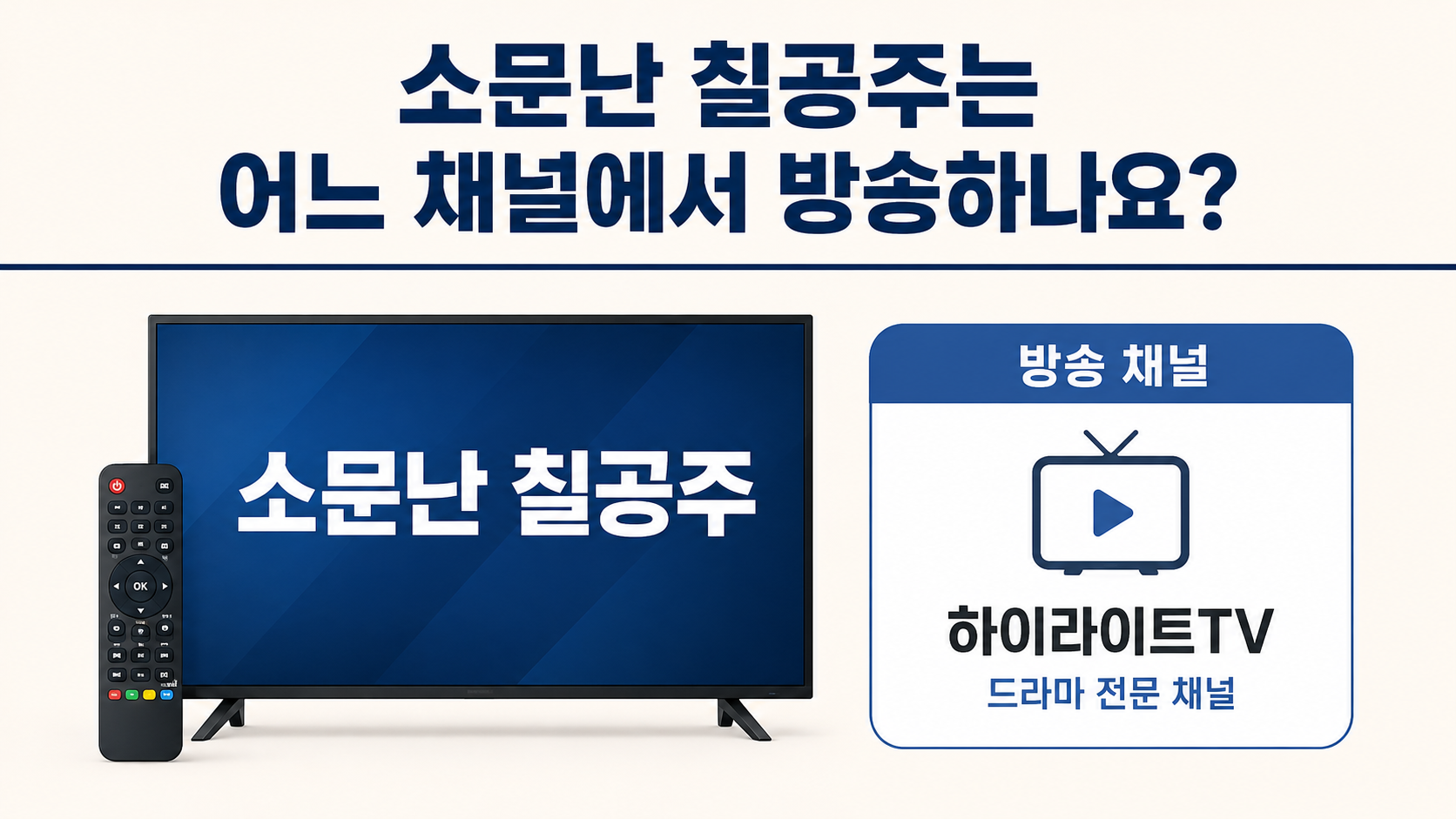 소문난 칠공주 재방송 시간, 하이라이트TV 오전·오후 편성표 확인 - 소문난 칠공주는 어느 채널에서 방송하나요? 핵심 내용을 정리한 정보형 이미지