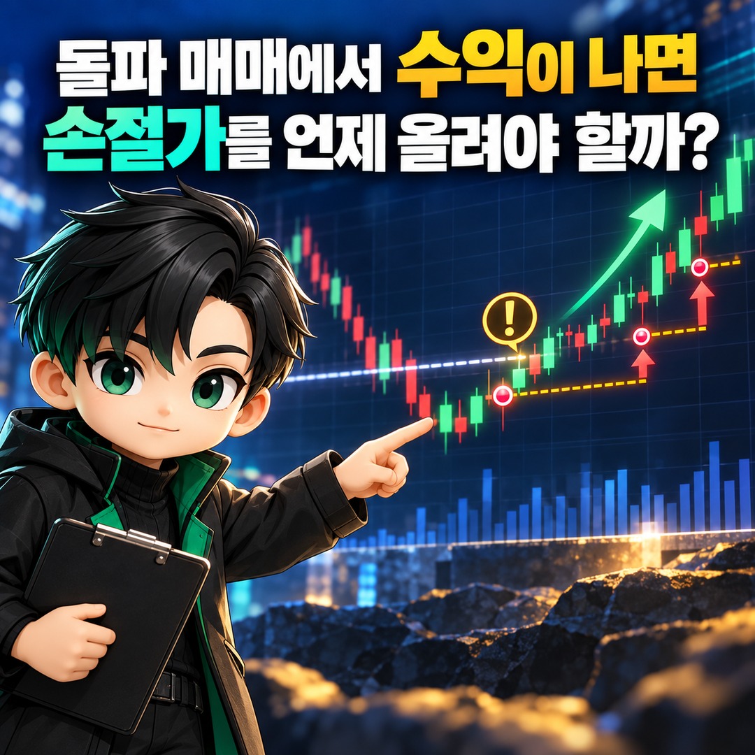 Infographic explaining when to raise a stop-loss after a profitable stock breakout trade