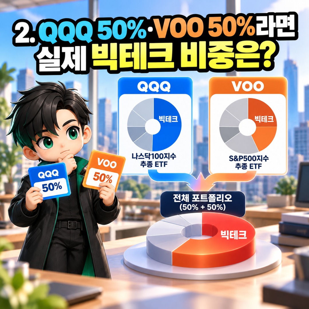 Bought Both QQQ and VOO ETFs—Is That Really Diversification? How to Calculate Overlapping U.S. Big Tech Holdings - 2. If You Invest 50% in QQQ and 50% in VOO, What Is Your Actual B