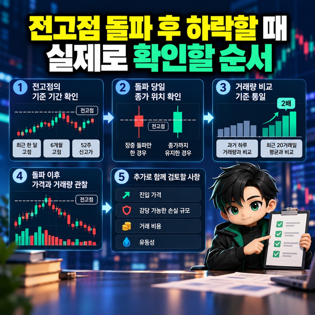 Informational thumbnail explaining why a stock can fall after trading volume doubles and the price breaks its previous high, highlighting the importance of the closing price