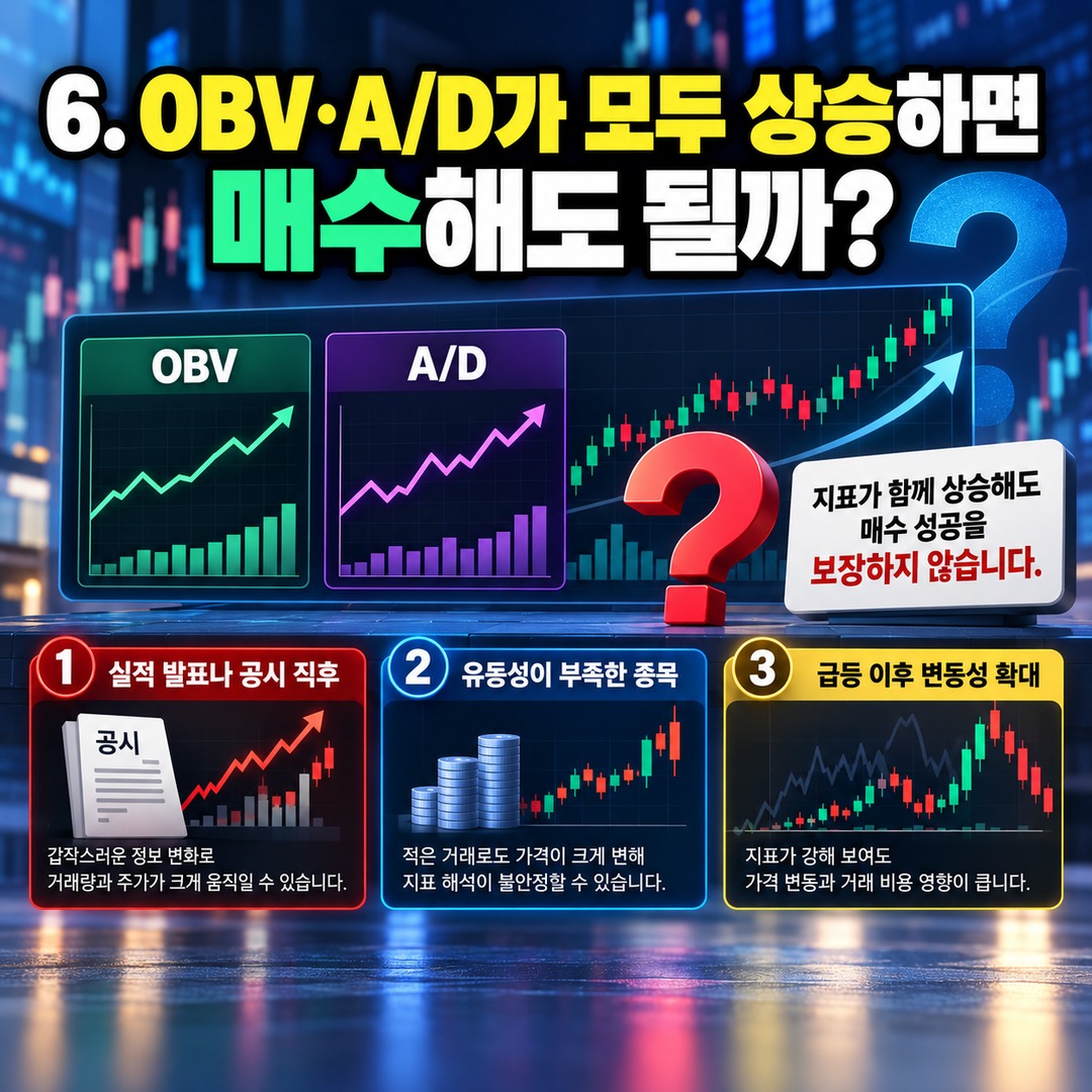 Informational thumbnail highlighting how to distinguish stock accumulation from selling after a trading volume surge using OBV and A/D indicators
