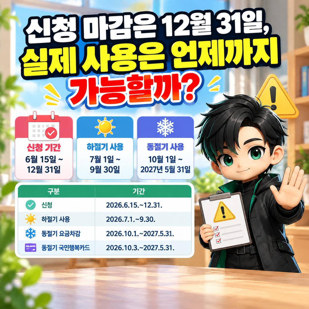 2026년 에너지바우처 기초생활수급자도 조건 확인 필수, 최대 70만 1300원 받는 기준 - 신청 마감은 12월 31일, 실제 사용은 언제까지 가능할까? 핵심 내용을 정리한 정보형 이미지