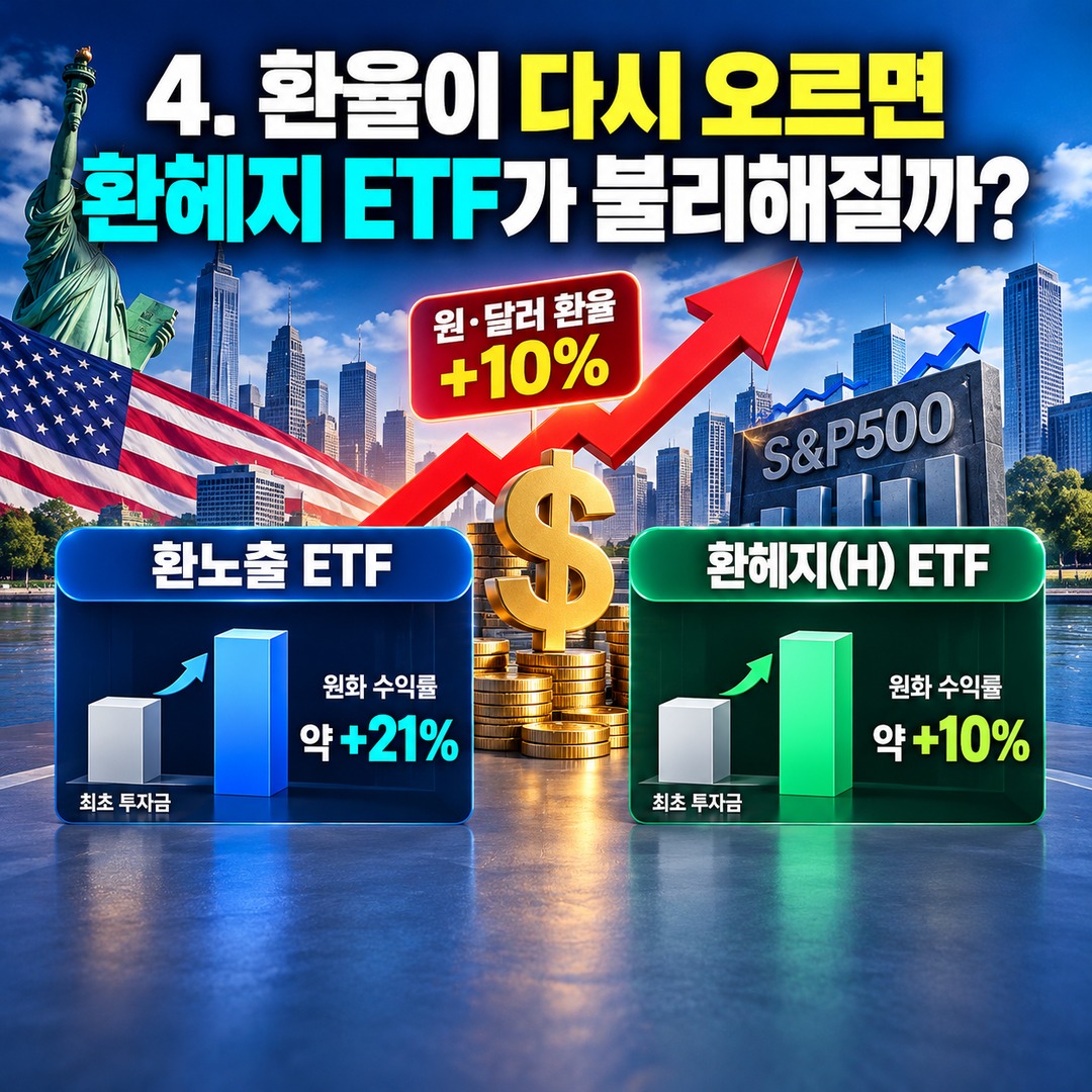 Informational thumbnail highlighting the key points of whether switching to a U.S. S&P500 currency-hedged (H) ETF can prevent foreign exchange losses, the differences in returns wh