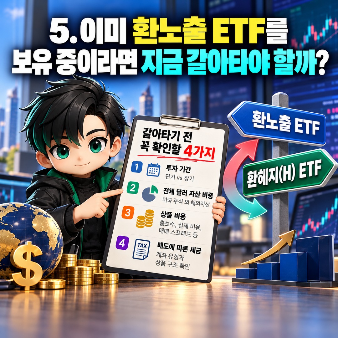 Informational thumbnail highlighting the key points of whether switching to a U.S. S&P500 currency-hedged (H) ETF can prevent foreign exchange losses, the differences in returns wh