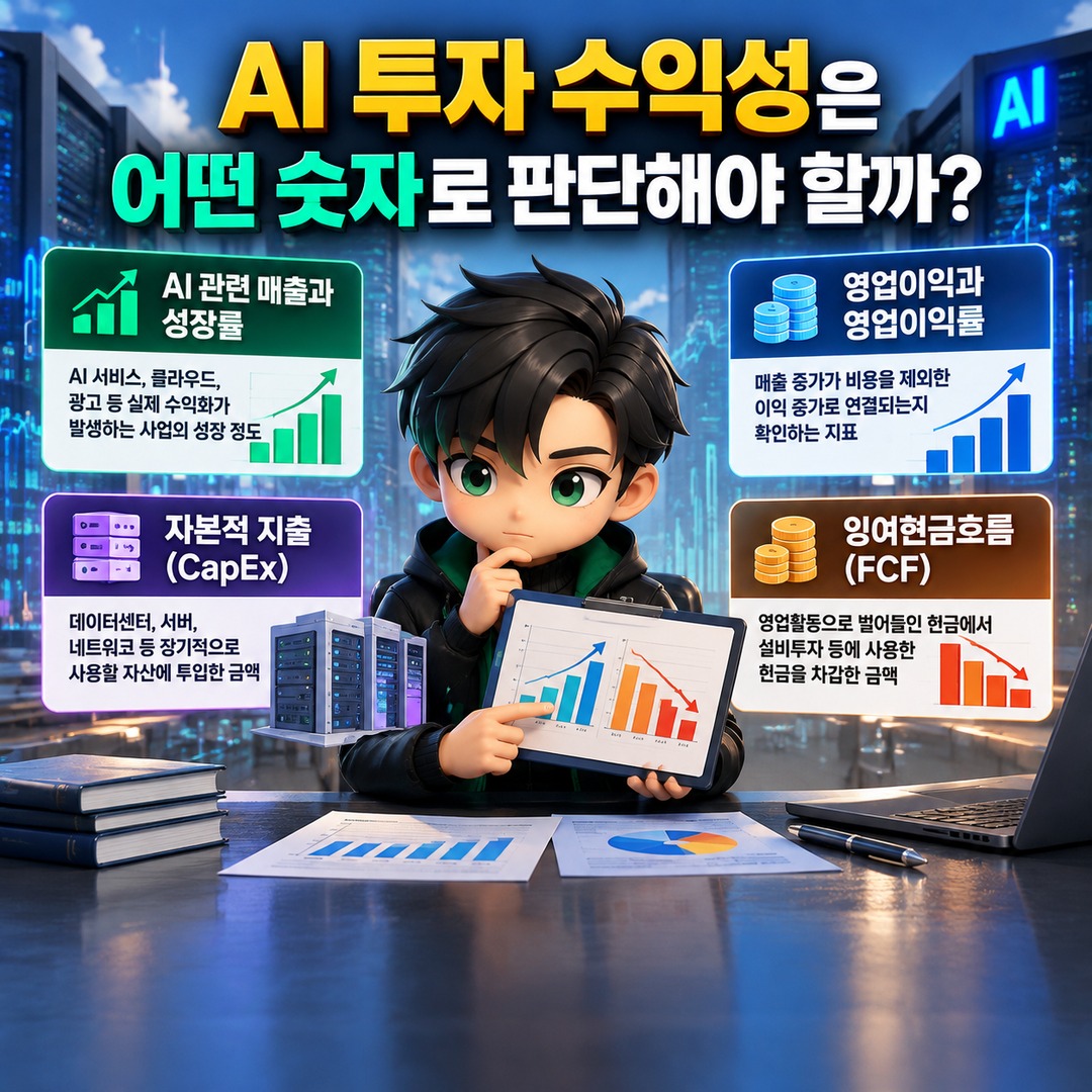 Informational thumbnail highlighting why US Big Tech AI investment profitability depends more on free cash flow and payback speed than revenue