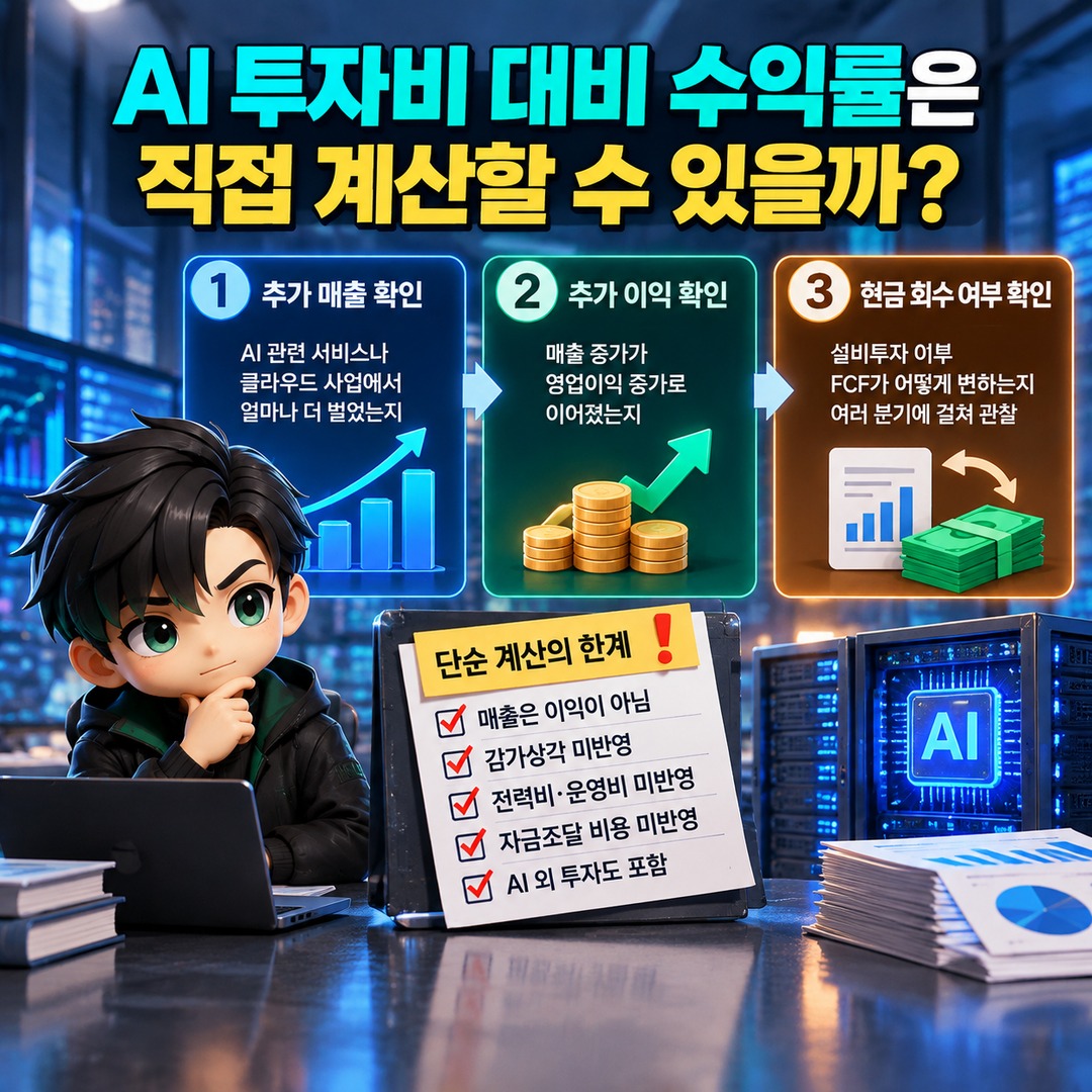 Informational thumbnail highlighting why US Big Tech AI investment profitability depends more on free cash flow and payback speed than revenue
