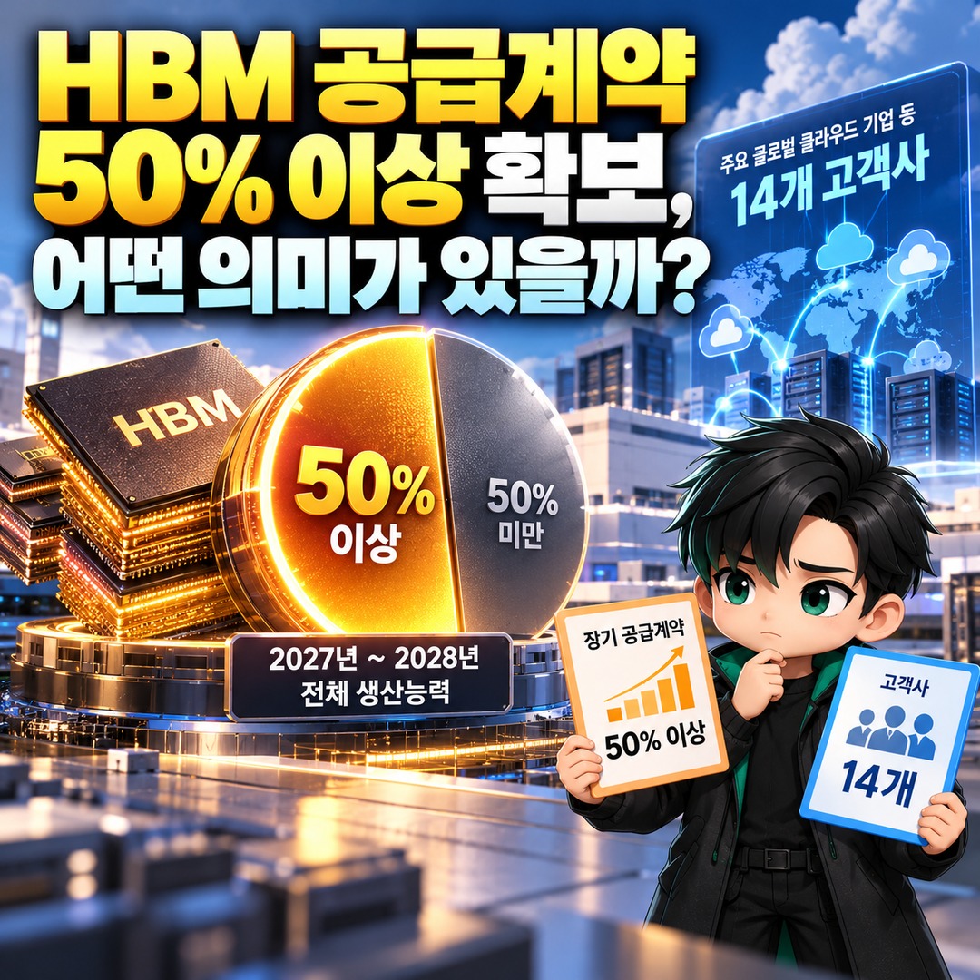 Informational thumbnail highlighting SK hynix's Q3 operating profit exceeding KRW 83 trillion, HBM contracts, investment burdens, and key considerations beyond the share price decl