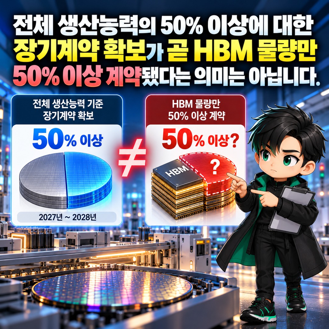 Informational thumbnail highlighting SK hynix's Q3 operating profit exceeding KRW 83 trillion, HBM contracts, investment burdens, and key considerations beyond the share price decl