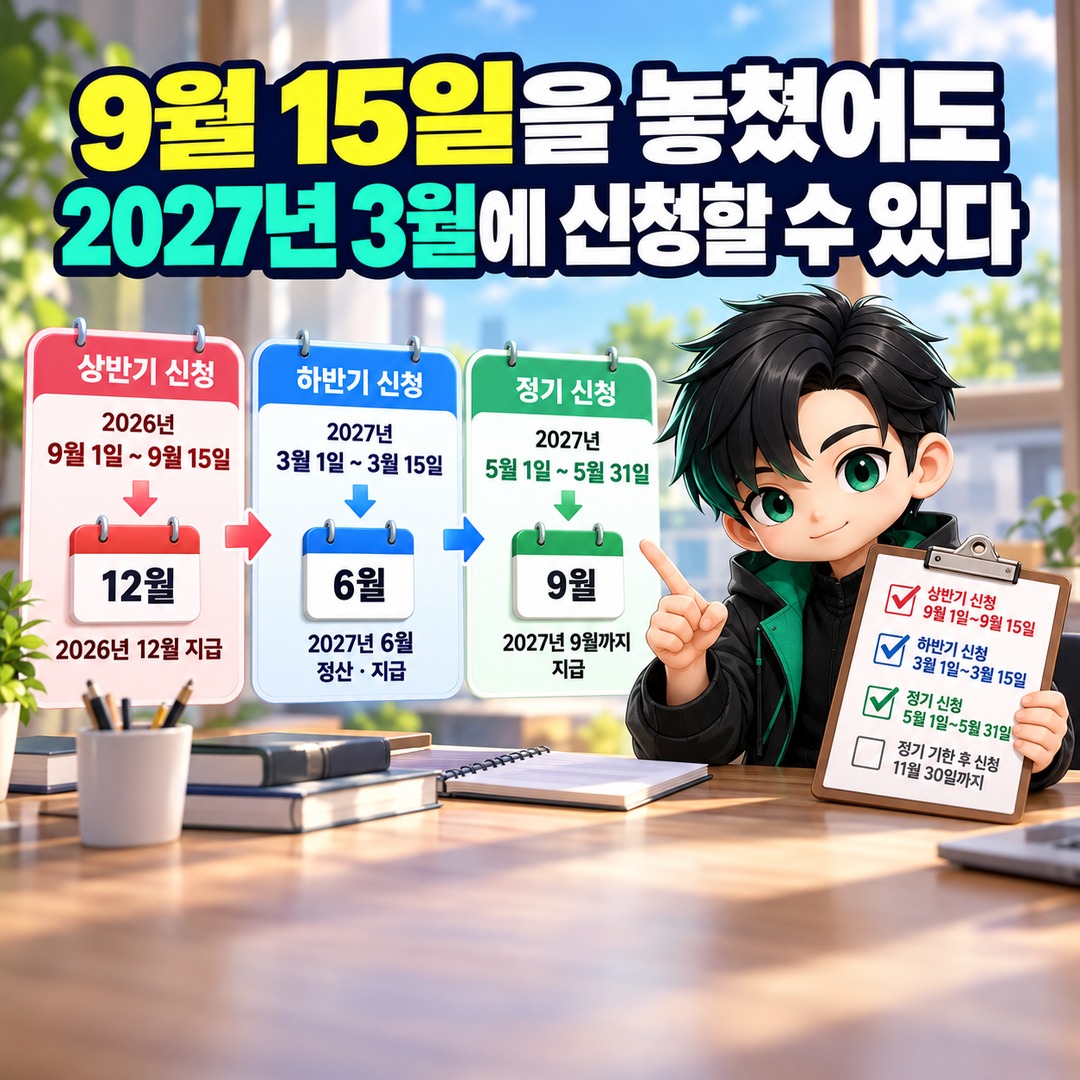 Informational thumbnail highlighting the key differences between missing the September 2026 Earned Income Tax Credit application, reapplying in March 2027, and receiving payment in