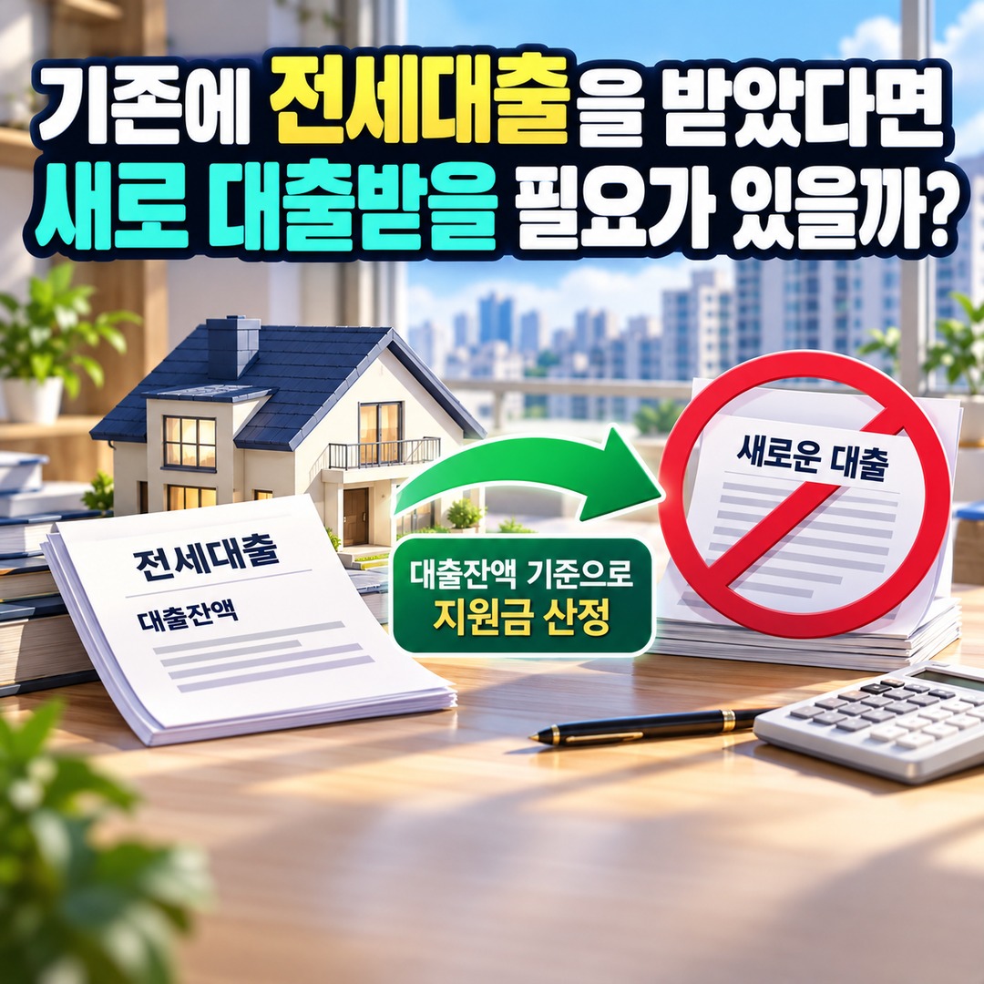 2026 군포시 청년 전월세 대출이자 지원, 기존 대출자는 무엇을 확인해야 하나 - 기존에 전세대출을 받았다면 새로 대출받을 필요가 있을까? 핵심 내용을 정리한 정보형 이미지