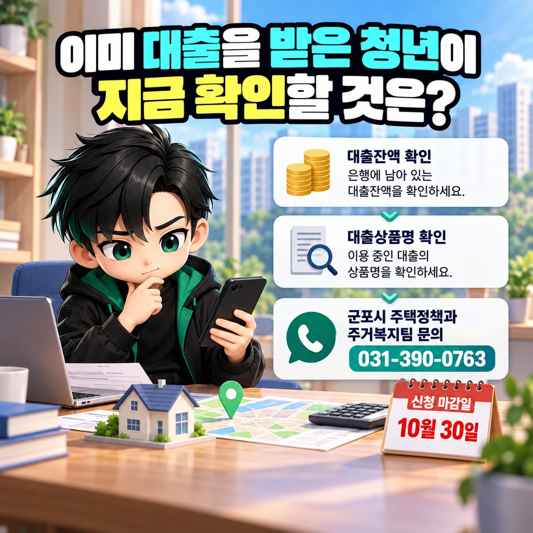 2026 군포시 청년 전월세 대출이자 지원, 기존 대출자는 무엇을 확인해야 하나 - 이미 대출을 받은 청년이 지금 확인할 것은? 핵심 내용을 정리한 정보형 이미지