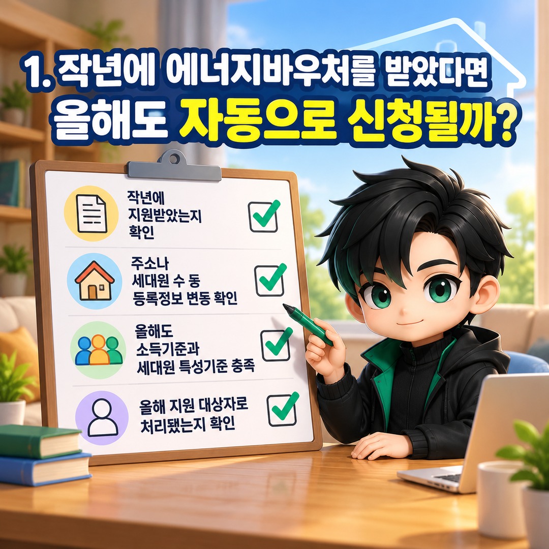 Information thumbnail explaining the key points of the 2026 Energy Voucher: whether you need to reapply after receiving it last year and when automatic application does not apply