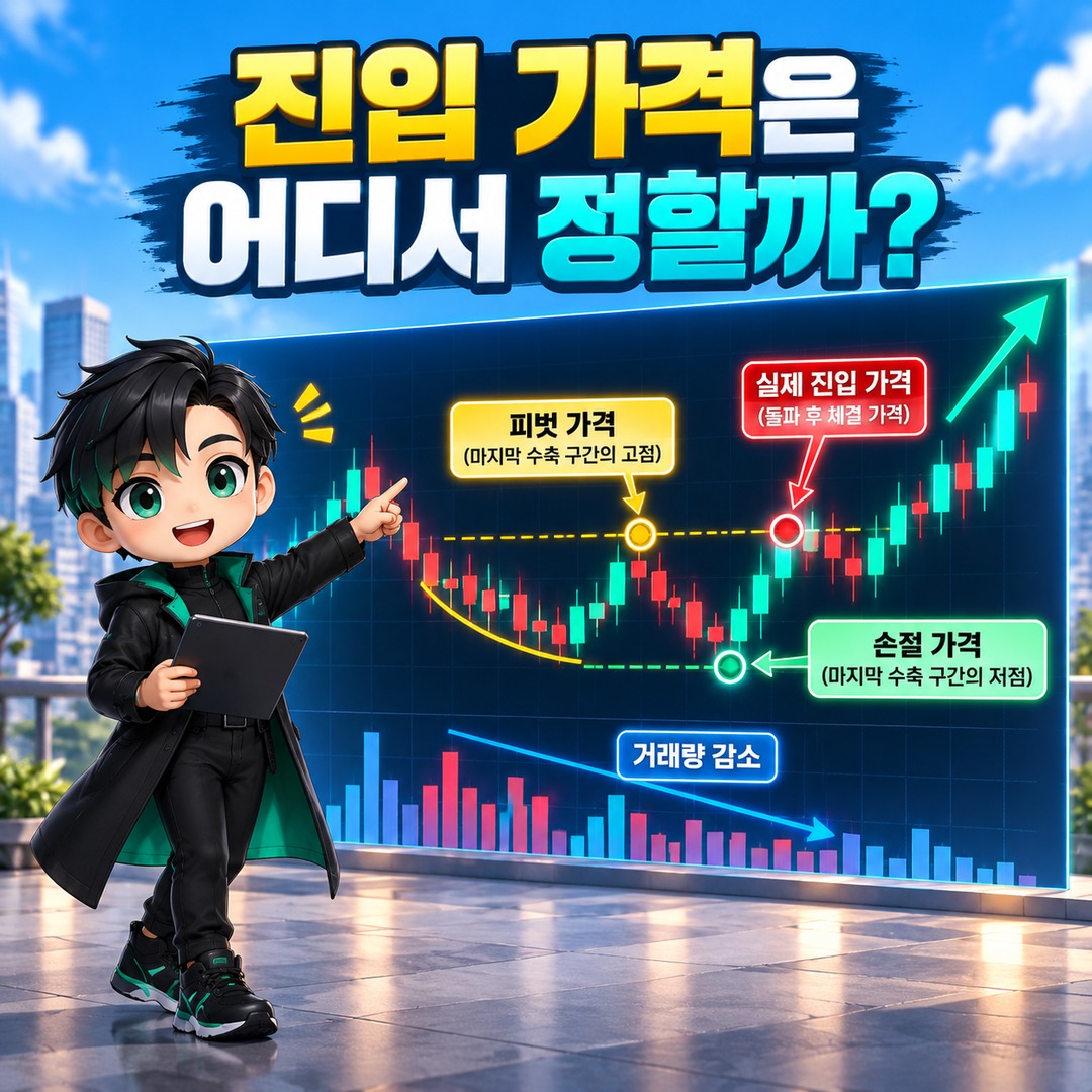 Informational thumbnail illustrating the key points of Minervini’s VCP trading strategy, from breakout entries to stop-losses and profit-taking
