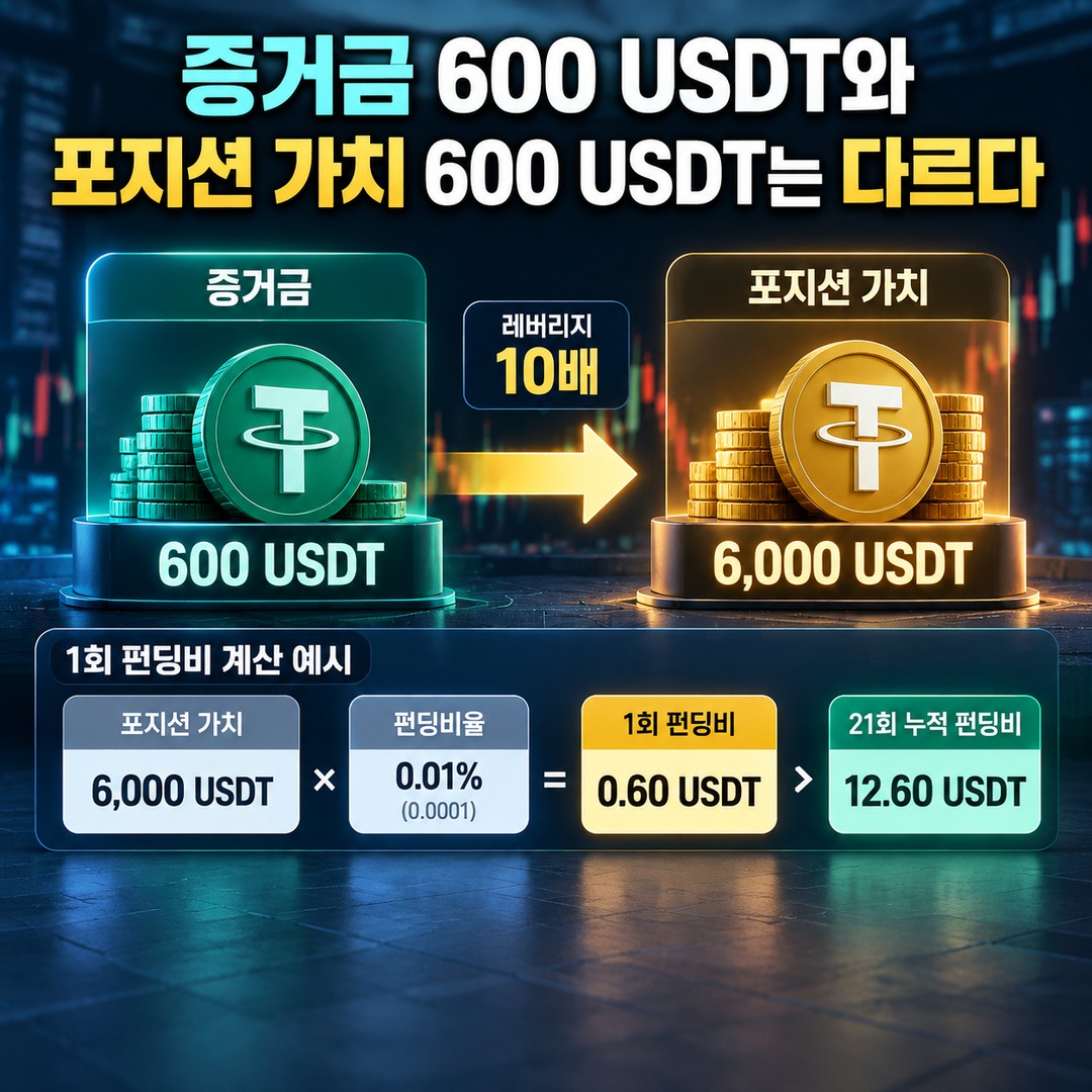 Informational thumbnail highlighting the key points of the article: Crypto Perpetual Futures: How Much Is the Funding Fee for Holding 600 USDT for 7 Days?