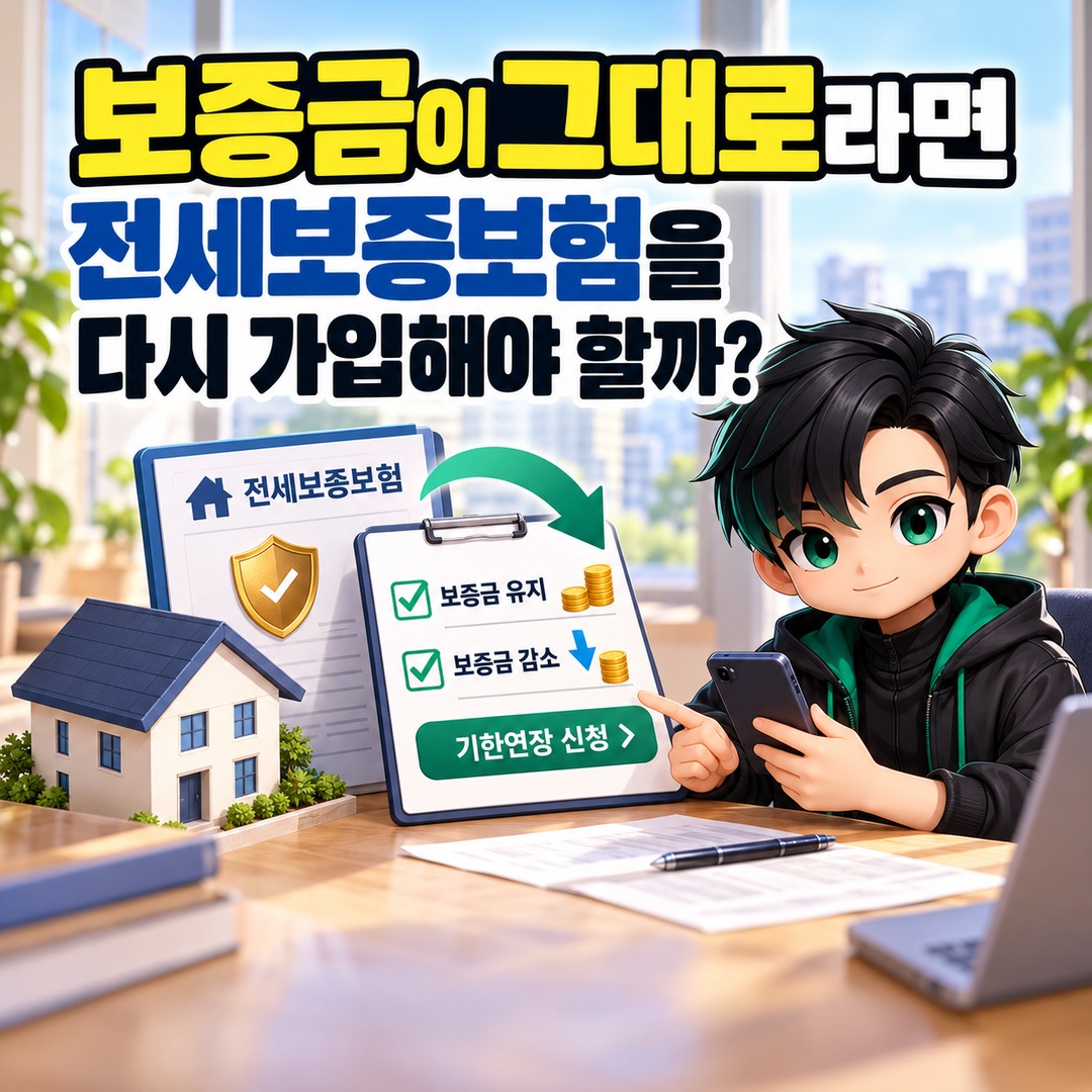 전세보증보험 갱신, 보증금 증액과 집주인 변경은 신청 절차가 다릅니다 - 보증금이 그대로라면 전세보증보험을 다시 가입해야 할까? 핵심 내용을 정리한 정보형 이미지