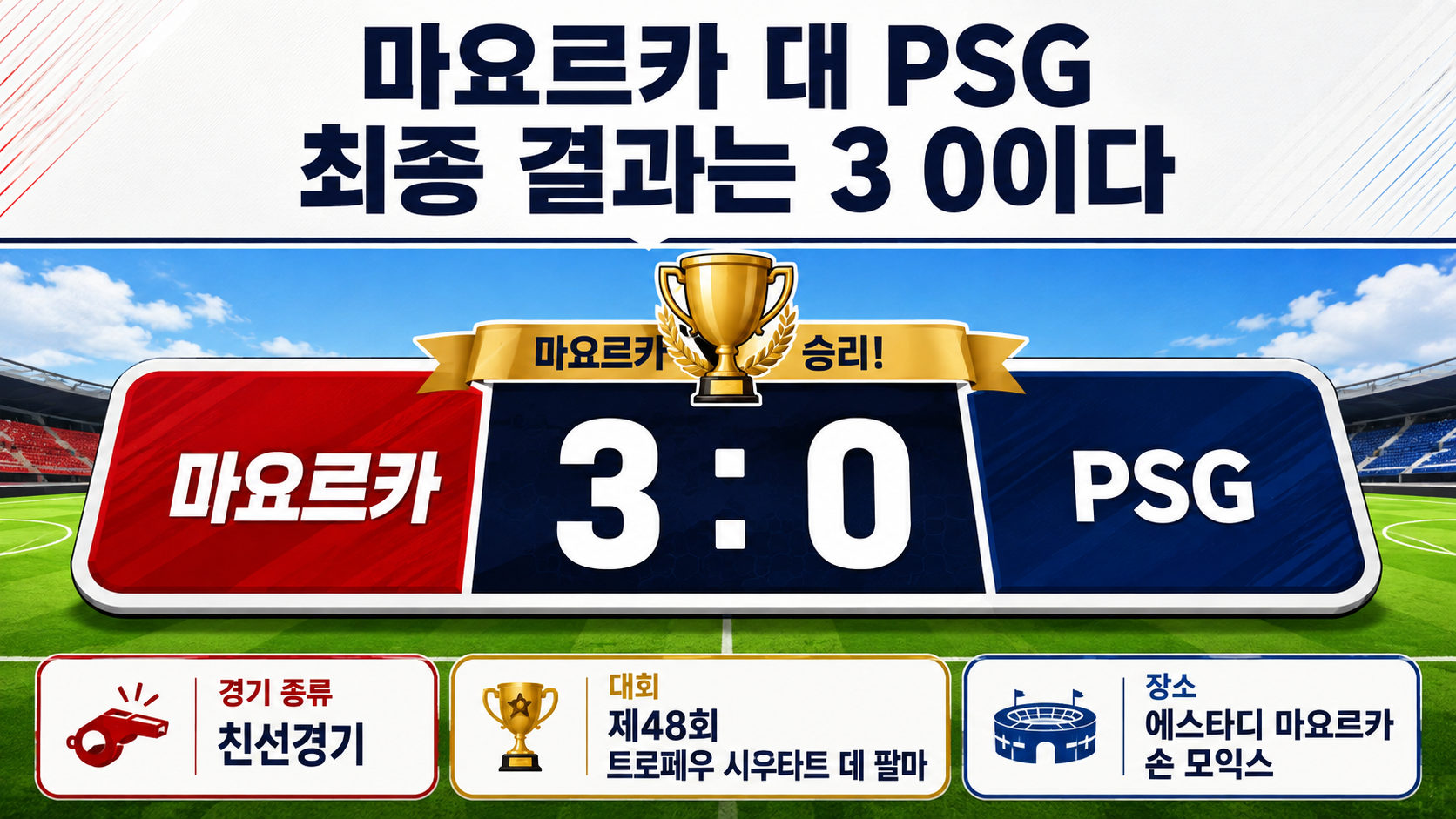 마요르카 대 PSG 경기 결과 3-0, 득점자와 이강인 결장 이유 - 세 골은 어떻게 나왔나 핵심 내용을 정리한 정보형 이미지