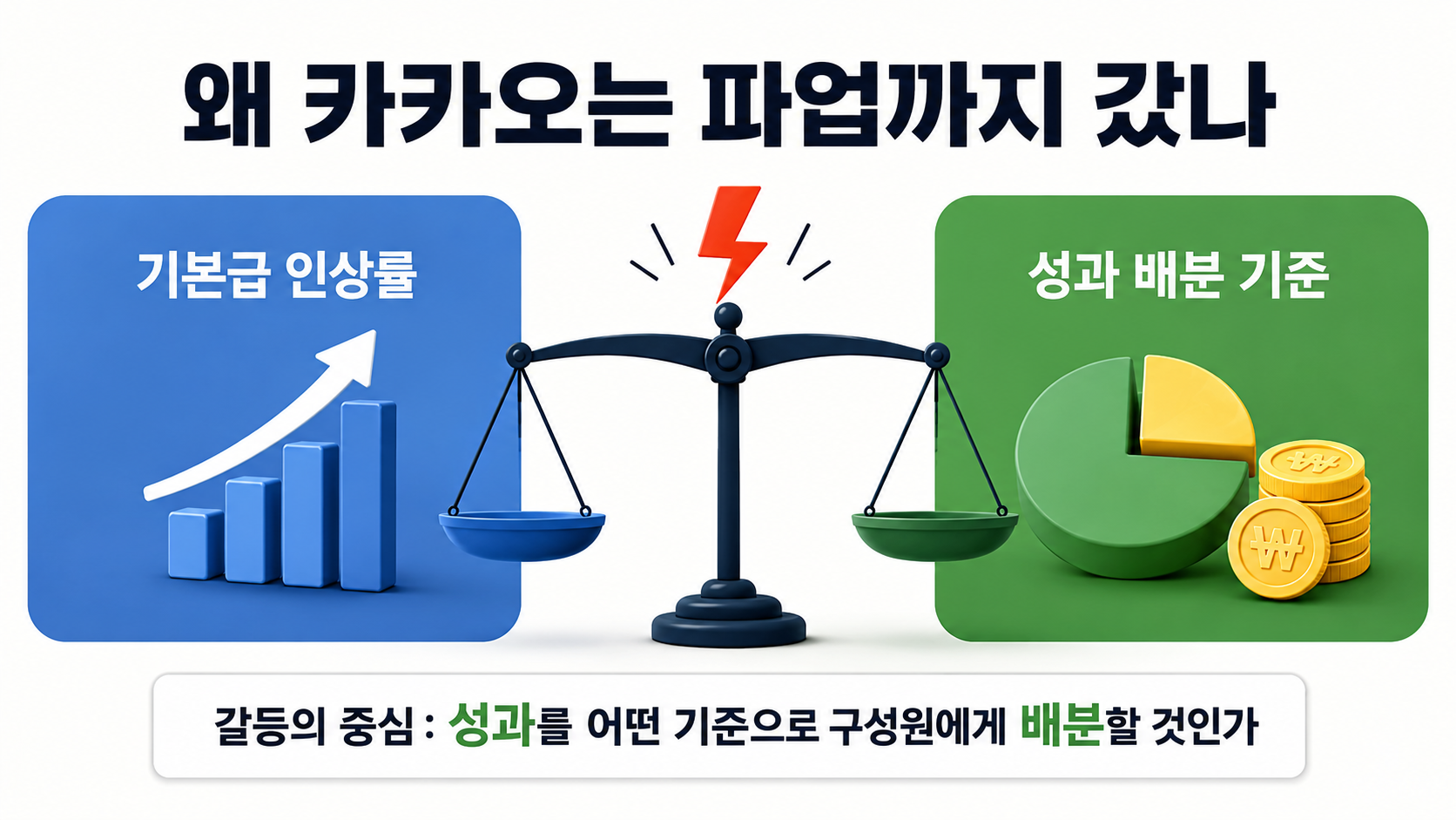 카카오 임금협약 최종 타결, 연봉 6.3%·격려금 300만원 의미 - 왜 카카오는 파업까지 갔나 핵심 내용을 정리한 정보형 이미지