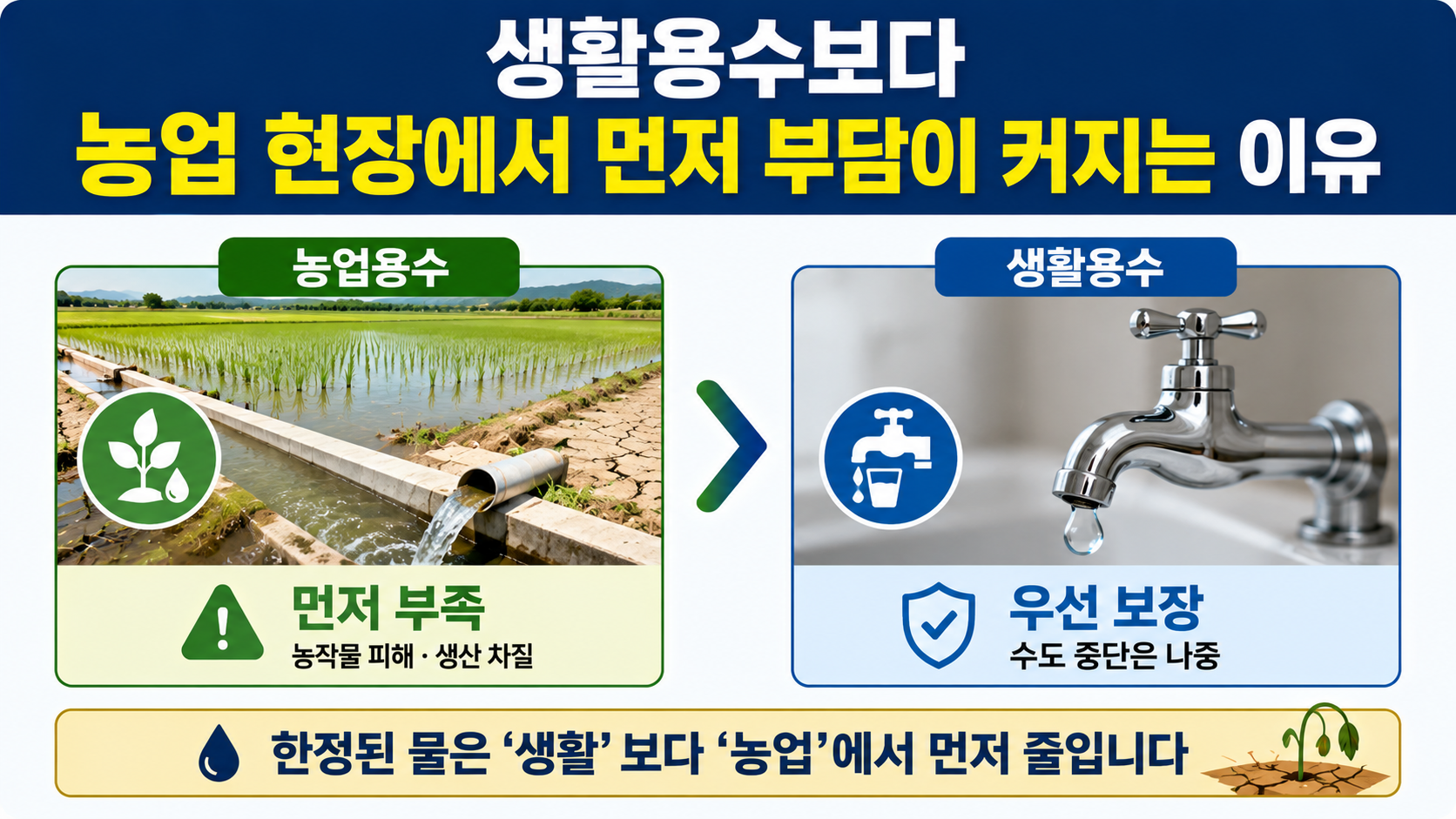 남부 가뭄 심해졌다, 경남 강수량 평년 33%·댐 3곳 상황은 어떻게 달라졌나 - 생활용수보다 농업 현장에서 먼저 부담이 커지는 이유 핵심 내용을 정리한 정보형 이미지