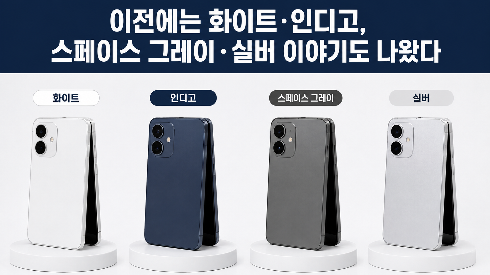 폴더블 아이폰 실버·다크 블루 포착, 실제 출시 색상으로 볼 수 있을까 - 이전에는 화이트·인디고, 스페이스 그레이·실버 이야기도 나왔다 핵심 내용을 정리한 정보형 이미지