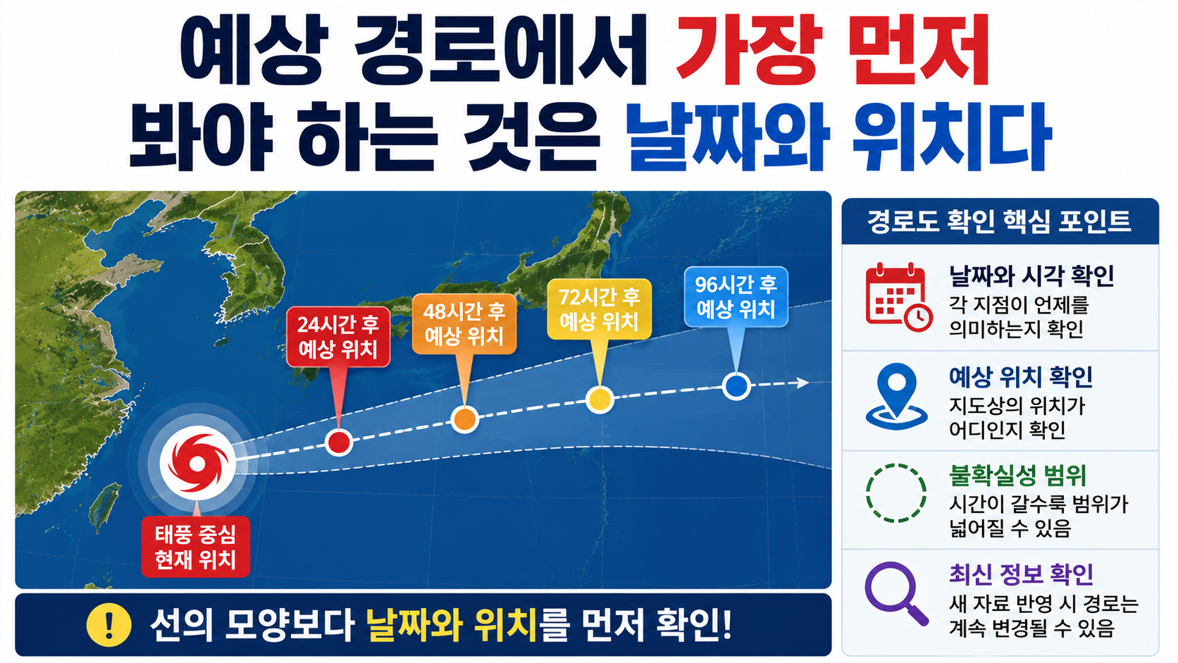 17호 태풍 낭카 확인, 한국 영향은 ‘발생’보다 경로를 봐야 하는 이유 - 예상 경로에서 가장 먼저 봐야 하는 것은 날짜와 위치다 핵심 내용을 정리한 정보형 이미지