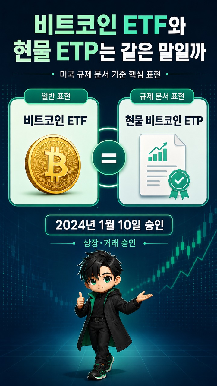비트코인 ETF, 현물 ETP를 사면 비트코인을 갖는 걸까…2026년 구조와 수수료 차이 - 비트코인 ETF와 현물 ETP는 같은 말일까 핵심 내용을 정리한 정보형 이미지