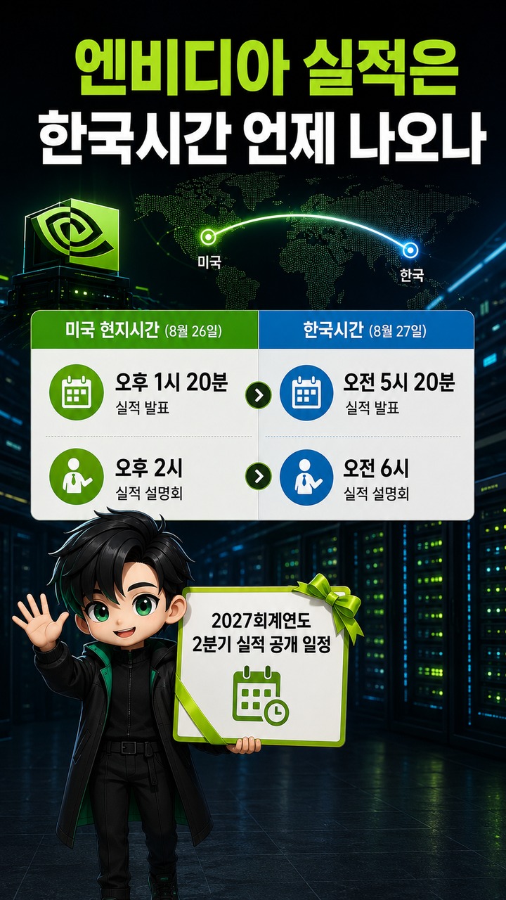 엔비디아 2분기 실적 27일 새벽 공개, 반도체주가 볼 네 가지 숫자 - 엔비디아 실적은 한국시간 언제 나오나 핵심 내용을 정리한 정보형 이미지