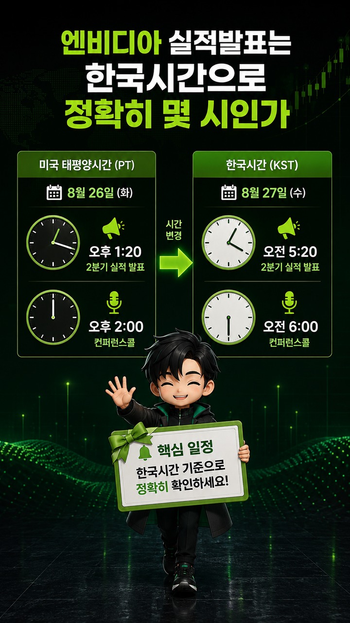 엔비디아 실적발표 27일 새벽, 매출 910억달러보다 먼저 볼 숫자는 3분기 가이던스 - 엔비디아 실적발표는 한국시간으로 정확히 몇 시인가 핵심 내용을 정리한 정보형 이미지