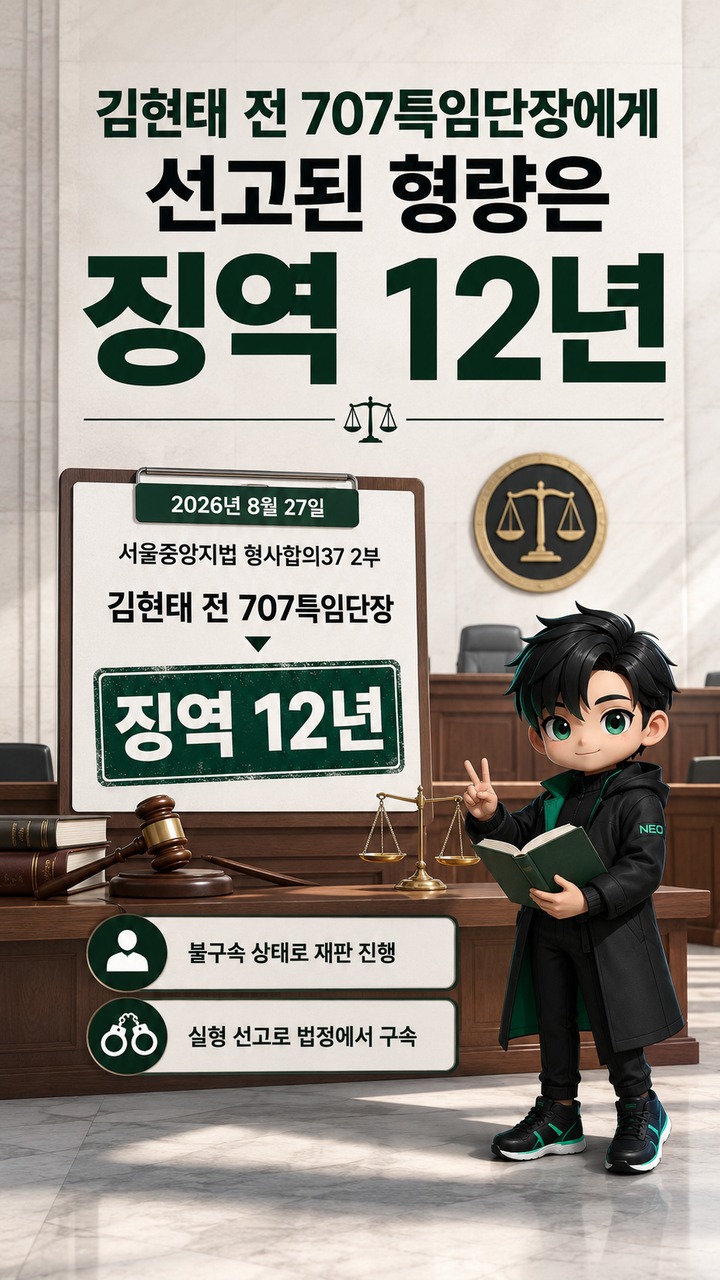 김현태 전 707단장 1심 징역 12년, 국회 진입·봉쇄 판단은 어떻게 나왔나 - 김현태 전 707특임단장에게 선고된 형량은 징역 12년 핵심 내용을 정리한 정보형 이미지