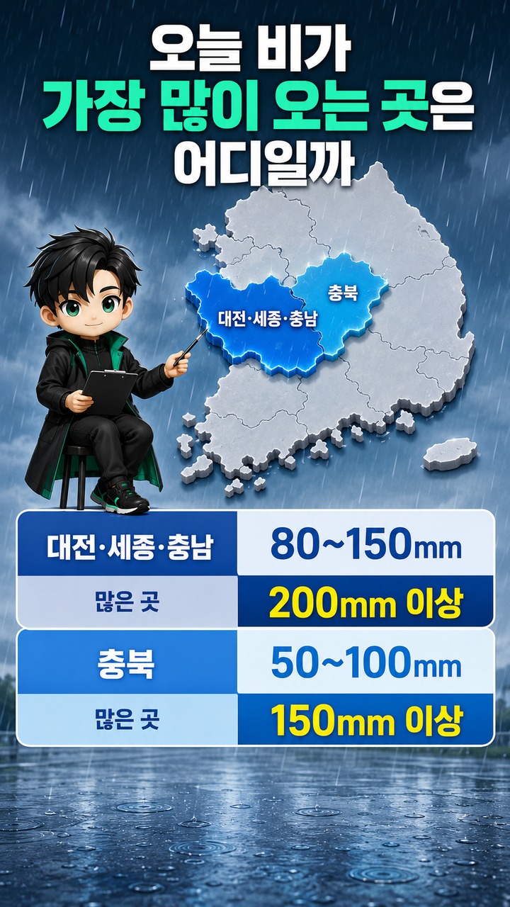 8월 30일 날씨, 충청권 80~150mm 비…수도권 일부는 소강 - 오늘 비가 가장 많이 오는 곳은 어디일까 핵심 내용을 정리한 정보형 이미지