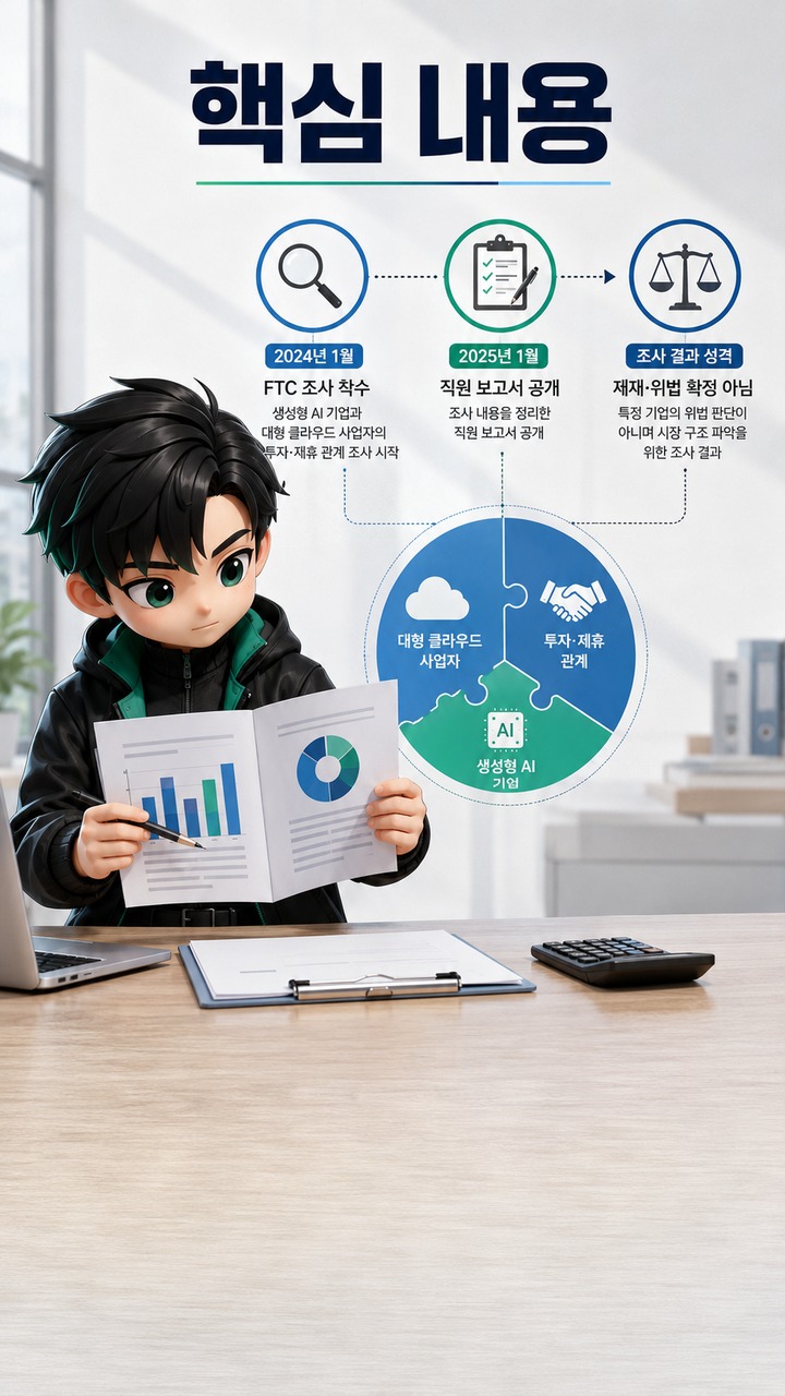 Microsoft·OpenAI·Google AI 제휴 조사, 2024년 FTC 착수 뒤 실제 확인된 결과 - 핵심 내용 핵심 내용을 정리한 정보형 이미지