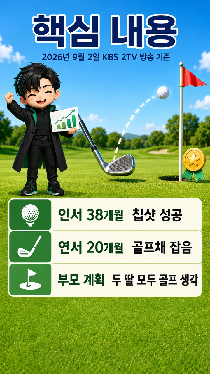 박인비 딸 골프 신동 화제, 38개월 인서가 실제로 보여준 건 칩샷이었다 - 핵심 내용 핵심 내용을 정리한 정보형 이미지
