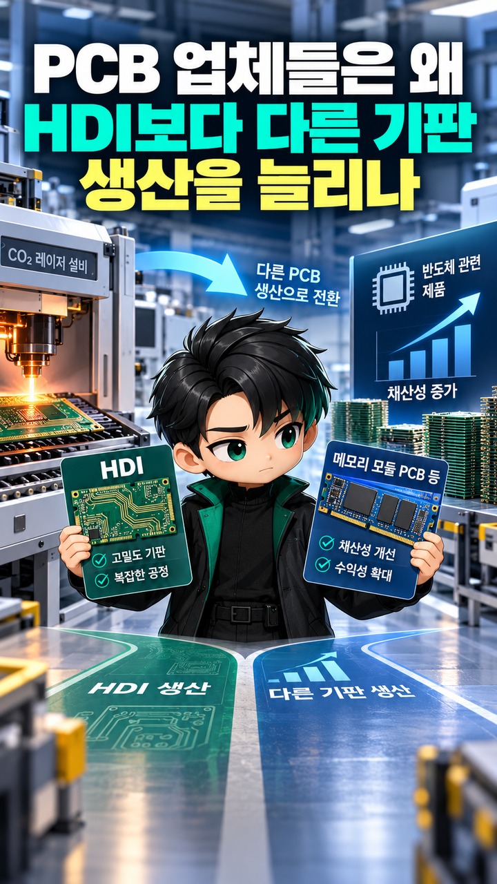 삼성전자 스마트폰 HDI 조달 부담, 부품값 상승 속 주기판 확보가 변수로 떠올랐다 - PCB 업체들은 왜 HDI보다 다른 기판 생산을 늘리나 핵심 내용을 정리한 정보형 이미지