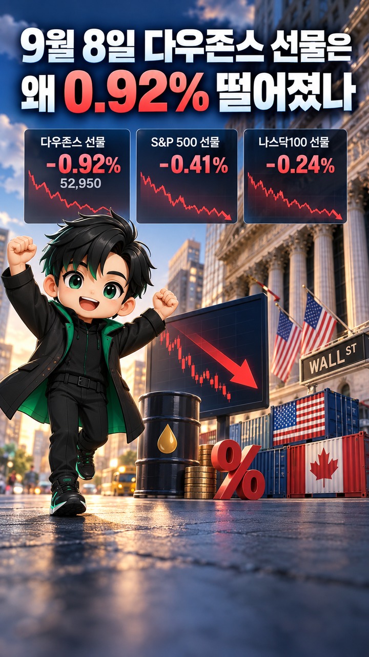 9월 8일 다우존스 선물은 왜 0.92% 떨어졌나 - 9월 8일 다우존스 선물은 왜 0.92% 떨어졌나 핵심 내용을 정리한 정보형 이미지