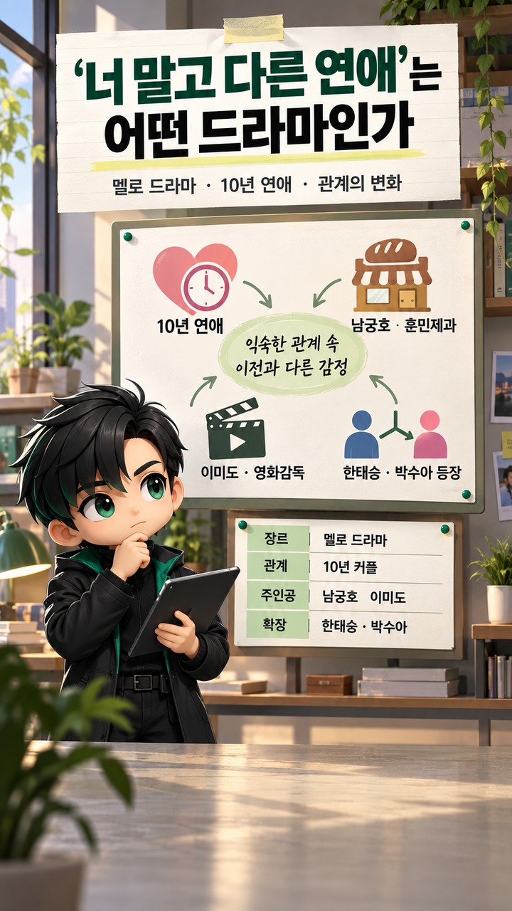 너 말고 다른 연애 1회, 10년 커플은 왜 헤어졌나…2회에서 확인할 변화 - ‘너 말고 다른 연애’는 어떤 드라마인가 핵심 내용을 정리한 정보형 이미지