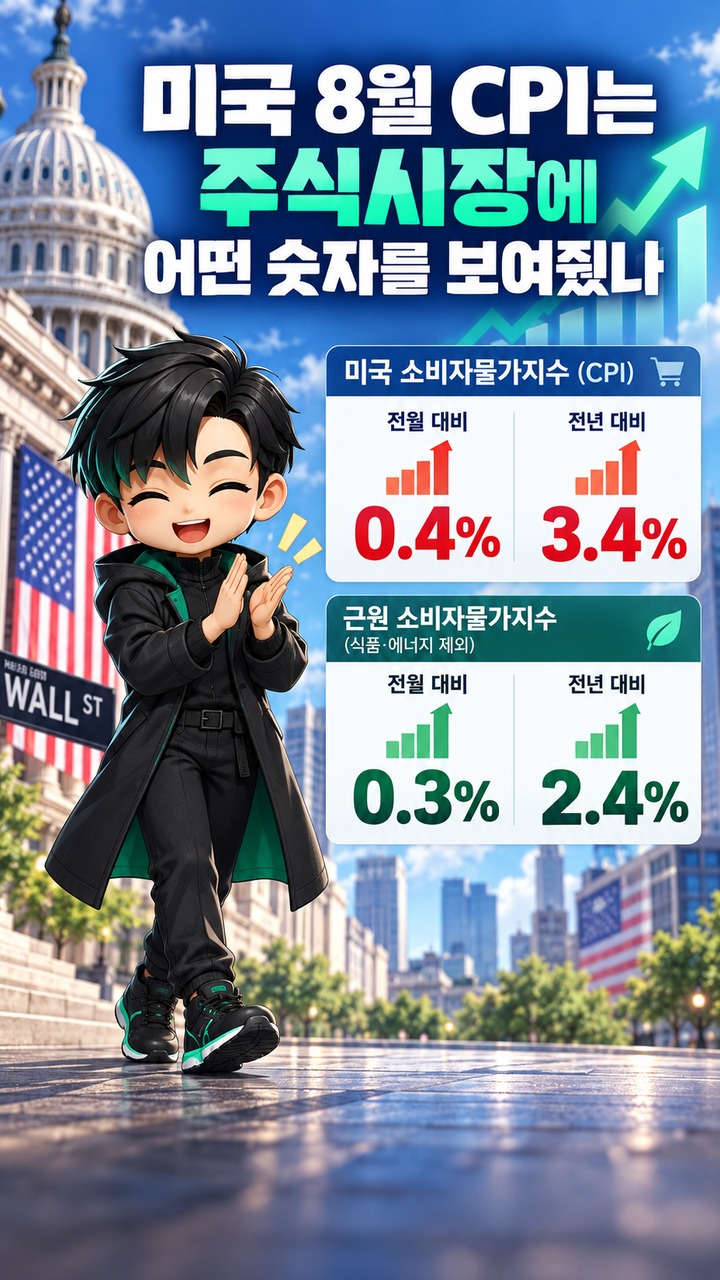 확인 기준은 2026년 9월 13일 21시 01분 한국시간이다. - 미국 8월 CPI는 주식시장에 어떤 숫자를 보여줬나 핵심 내용을 정리한 정보형 이미지