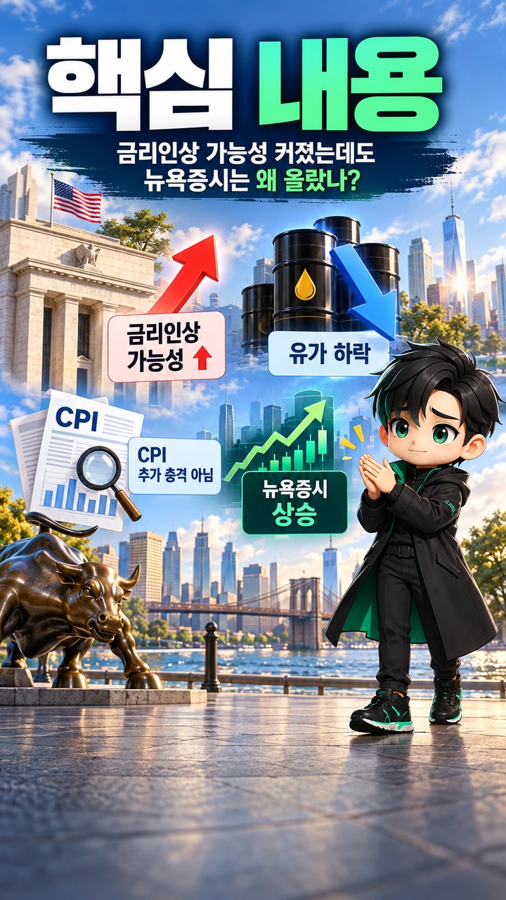 금리인상 가능성 커졌는데 뉴욕증시는 왜 올랐나?# 금리인상 가능성 커졌는데 뉴욕증시는 왜 올랐나? 9월 11일 반등은 유가 하락이 더 중요했다 - 핵심 내용 핵심 내용을 정리한 정보형 이미지