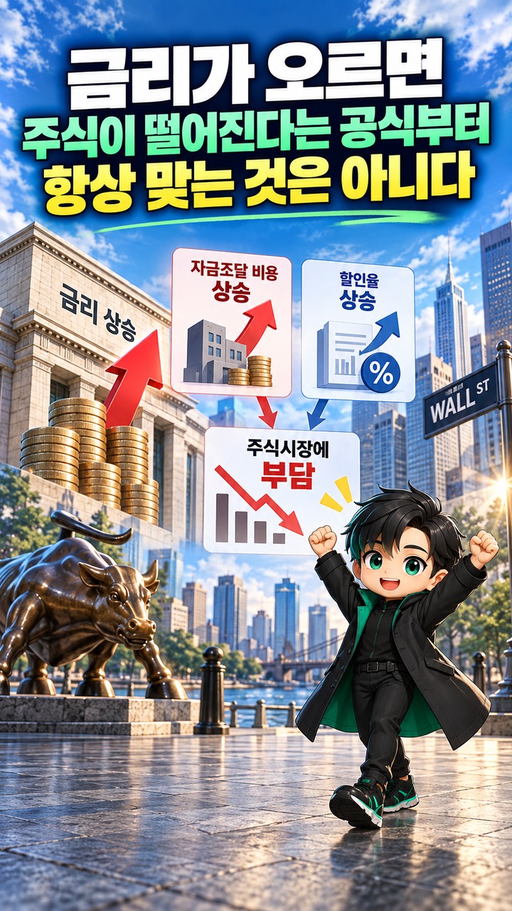 금리인상 가능성 커졌는데 뉴욕증시는 왜 올랐나?# 금리인상 가능성 커졌는데 뉴욕증시는 왜 올랐나? 9월 11일 반등은 유가 하락이 더 중요했다 - 금리가 오르면 주식이 떨어진다는 공식부터 항상 맞는 것은 아니다 핵심 내용을 정리한 정보형 이미지