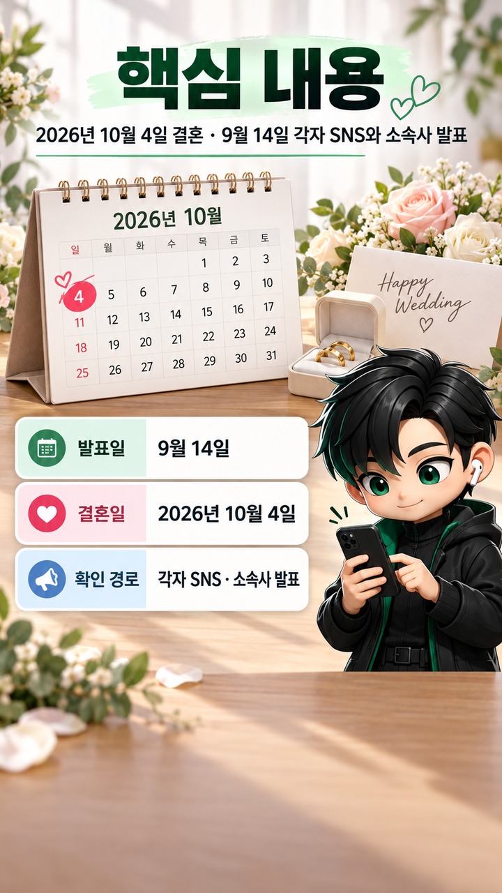 원현준 이수진 10월 4일 결혼, 두 배우가 직접 알린 내용은 - 핵심 내용 핵심 내용을 정리한 정보형 이미지