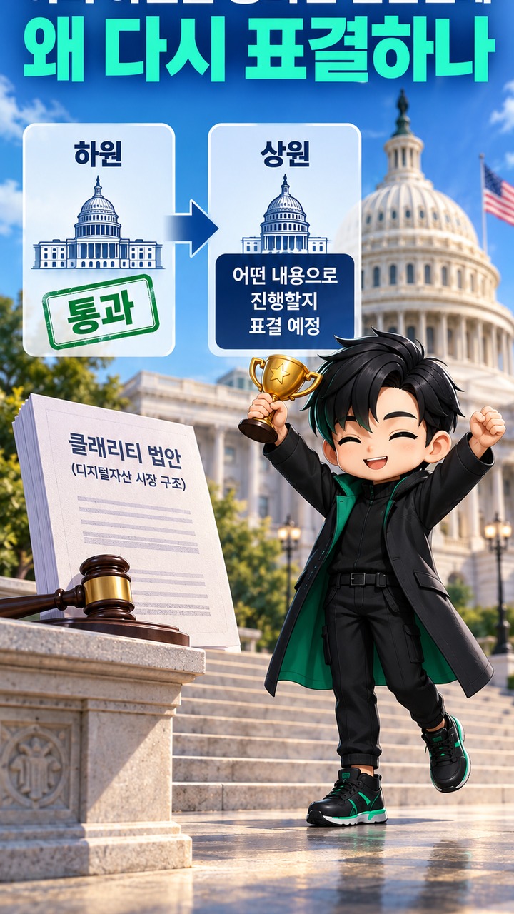 클래리티 법안, 9월 16일 새벽 표결은 최종 통과가 아니다# 클래리티 법안, 9월 16일 새벽 표결은 최종 통과가 아니다 - 이미 하원을 통과한 법안인데 왜 다시 표결하나 핵심 내용을 정리한 정보형 이미지