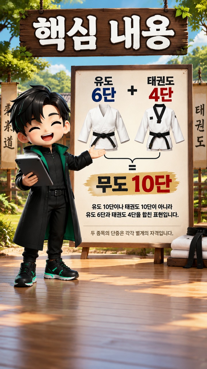 지승현 아버지 ‘무도 10단’은 무슨 뜻? 유도 6단·태권도 4단을 합친 표현 - 핵심 내용 핵심 내용을 정리한 정보형 이미지