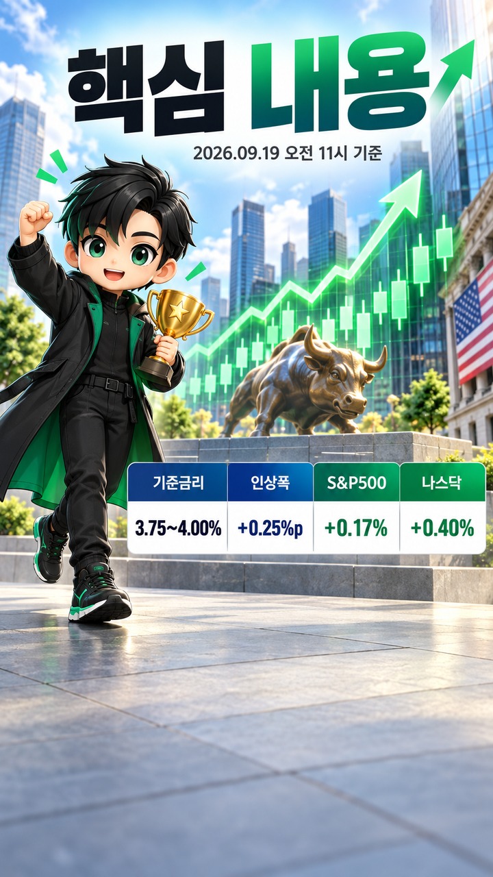 주식시장 9월 FOMC 뒤에도 오른 기술주, 금리 3.75~4.00%보다 지금 봐야 할 변수 - 핵심 내용 핵심 내용을 정리한 정보형 이미지