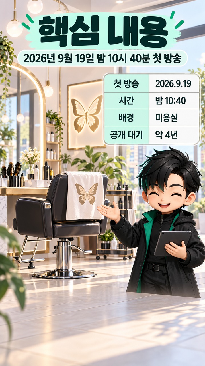 날아올라라 나비 첫 방송, 미용실 배경 휴먼 드라마가 2026년 9월 공개된 이유 - 핵심 내용 핵심 내용을 정리한 정보형 이미지
