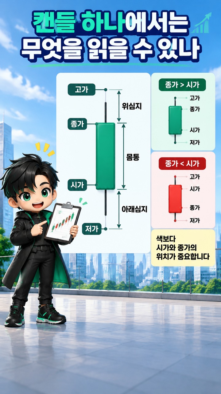 추세선·지지저항·캔들 패턴 읽는 법, 가격 구조에서 신호까지 연결하는 순서 - 캔들 하나에서는 무엇을 읽을 수 있나 핵심 내용을 정리한 정보형 이미지