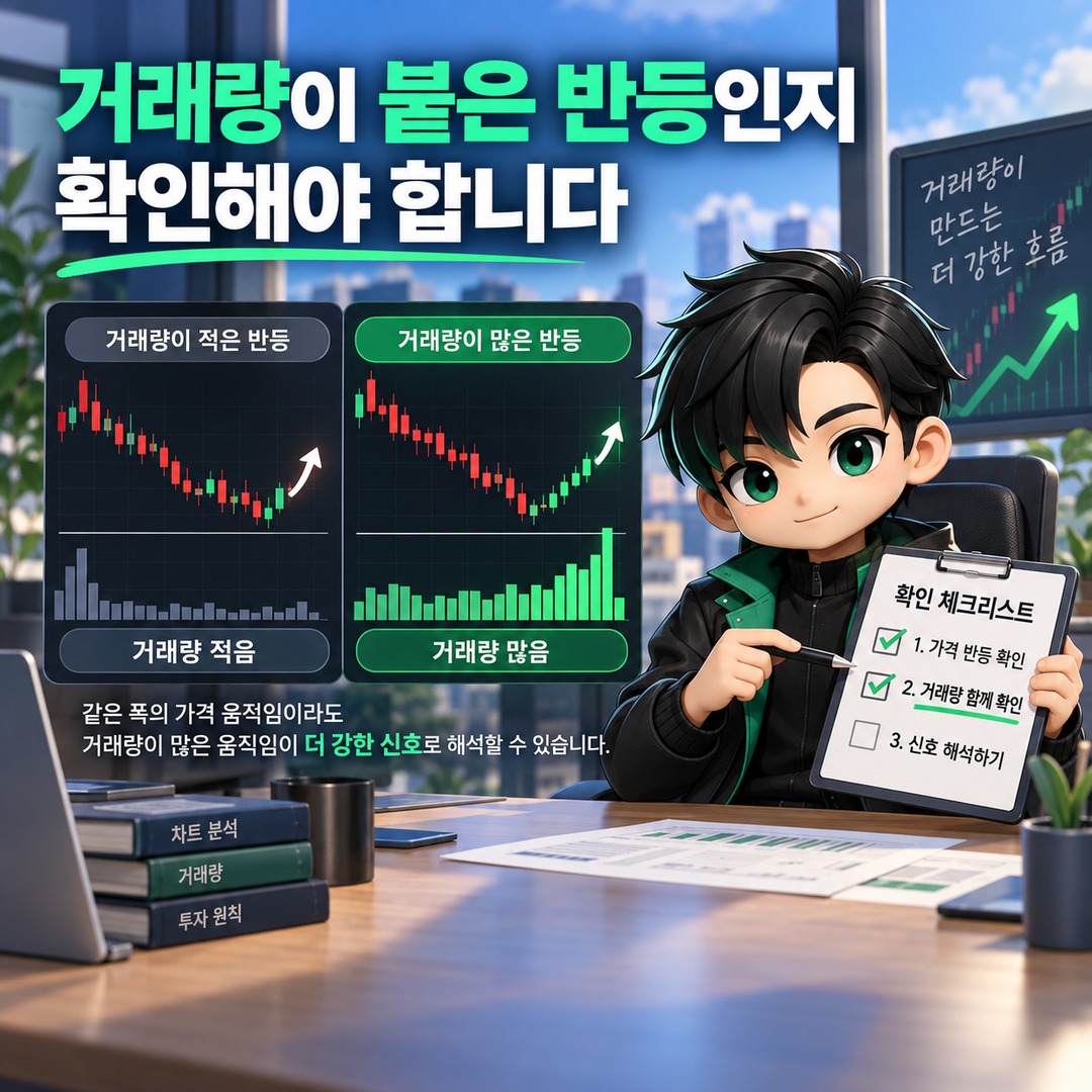 주식 바닥 구분방법, RSI 30보다 먼저 봐야 할 4가지 신호 - 거래량이 붙은 반등인지 확인해야 합니다 핵심 내용을 정리한 정보형 이미지
