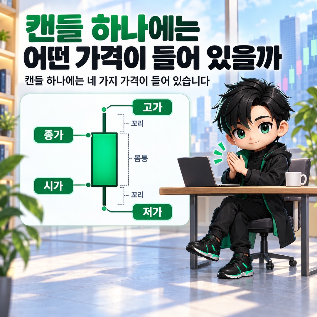 캔들 보는 방법, 시가·종가와 꼬리로 알 수 있는 가격 움직임 - 캔들 하나에는 어떤 가격이 들어 있을까 핵심 내용을 정리한 정보형 이미지