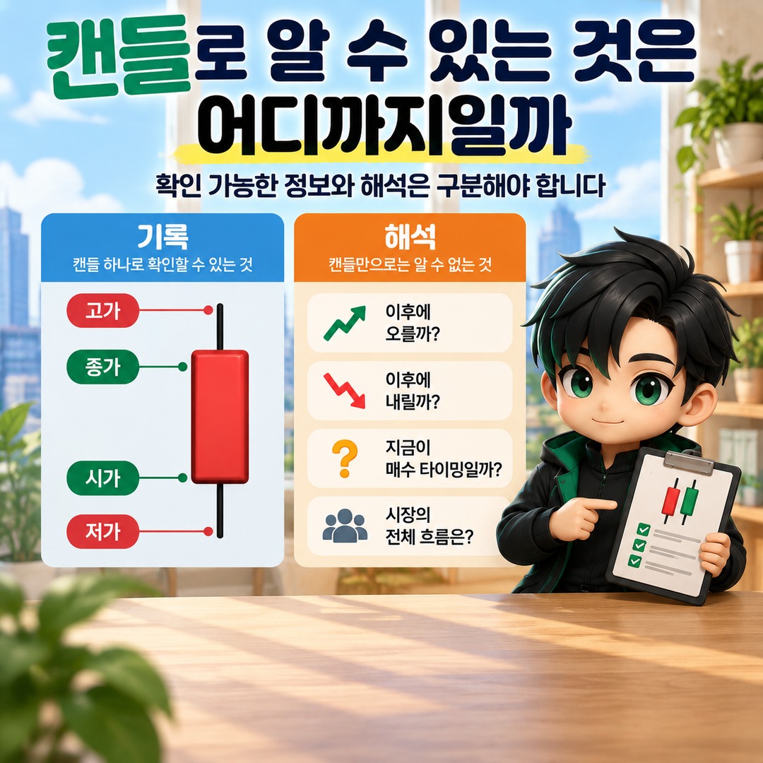 캔들 보는 방법, 시가·종가와 꼬리로 알 수 있는 가격 움직임 - 캔들로 알 수 있는 것은 어디까지일까 핵심 내용을 정리한 정보형 이미지