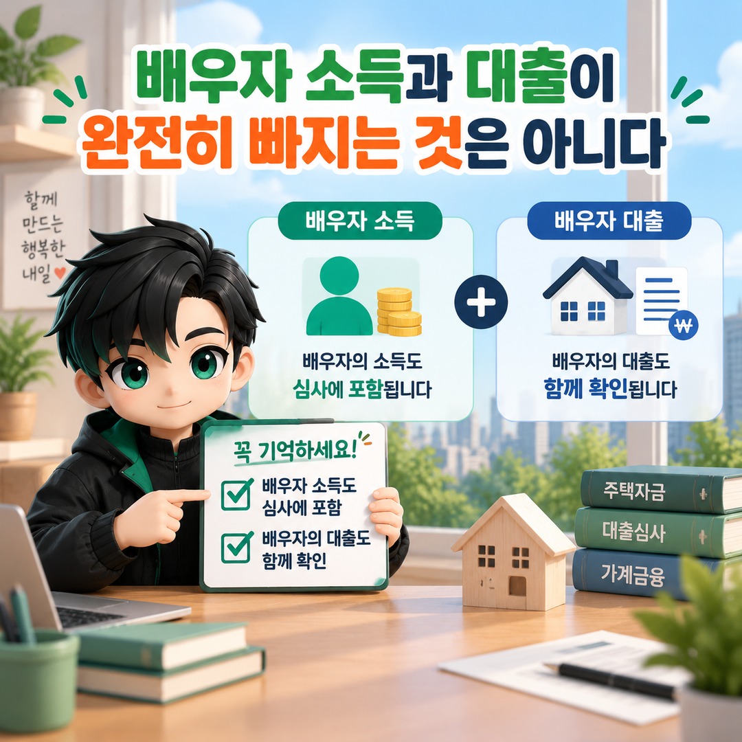신혼부부 보금자리론, 합산소득 기준 넘어도 10월 19일부터 1인 7000만원 기준 적용 - 배우자 소득과 대출이 완전히 빠지는 것은 아니다 핵심 내용을 정리한 정보형 이미지