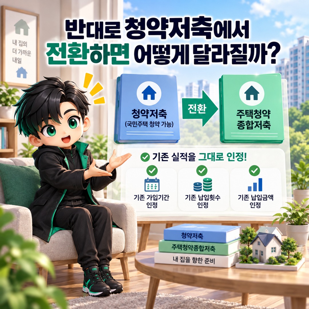 청약예금·부금 전환하면 공공주택 납입횟수도 살아날까? 기존 실적 인정 기준이 다릅니다 - 반대로 청약저축에서 전환하면 어떻게 달라질까 핵심 내용을 정리한 정보형 이미지